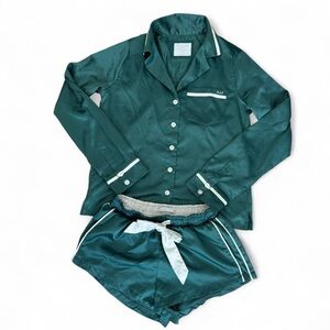 Abercrombie & Fitch Emerald Green Sleep Set with White Trim
